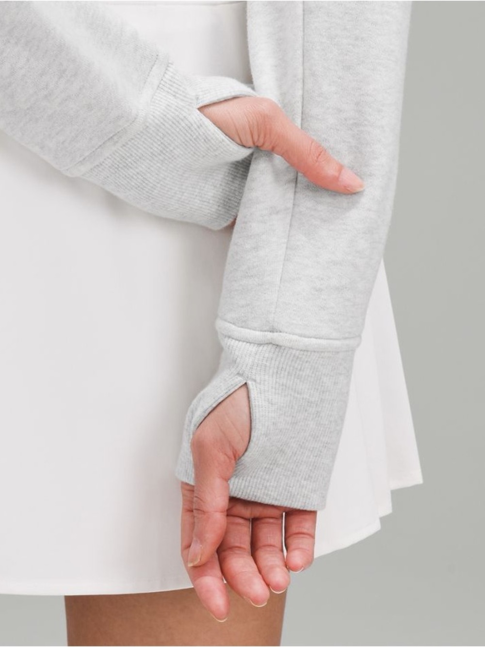 Lululemon Cropped Zip Hoodie in Light Gray - Women's Active Top - Picture 5 of 13